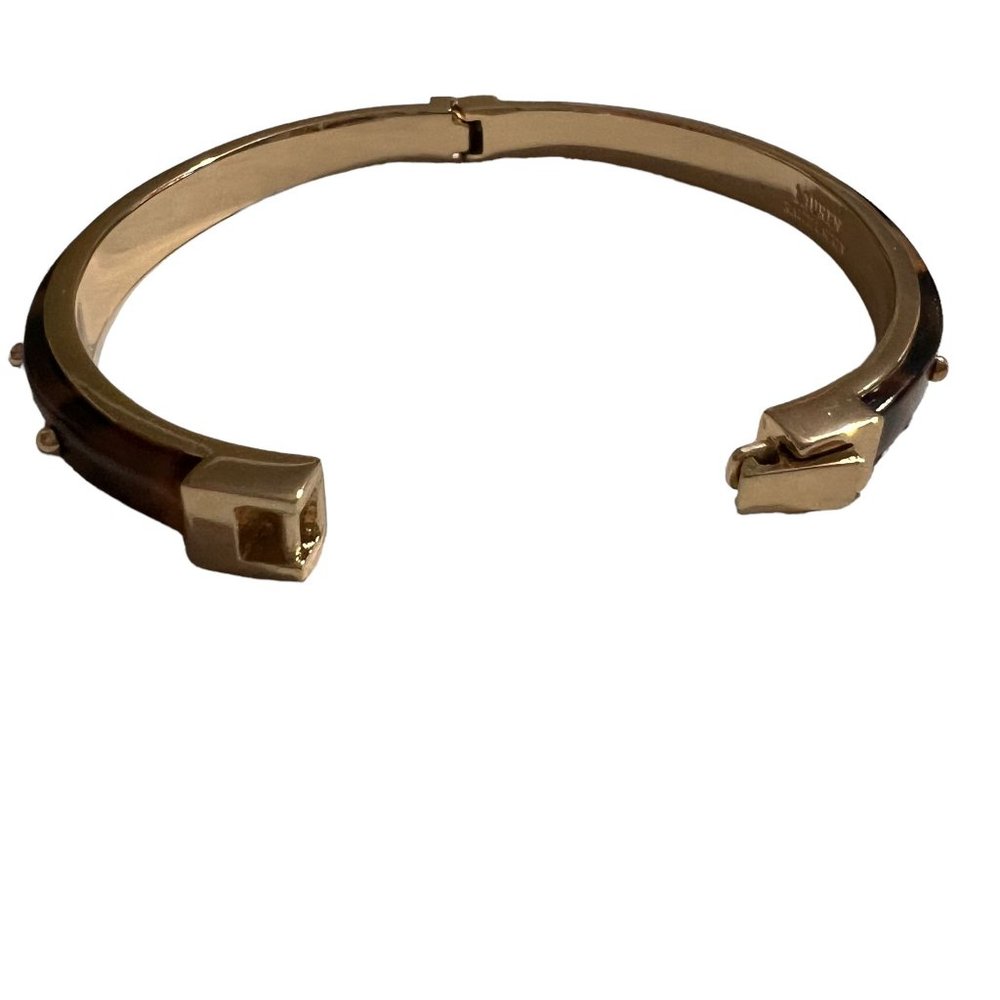 NWT Ralph Lauren Tortoise Gold Studded Bangle Clamper Bracelet Huggie Earrings - Picture 11 of 14